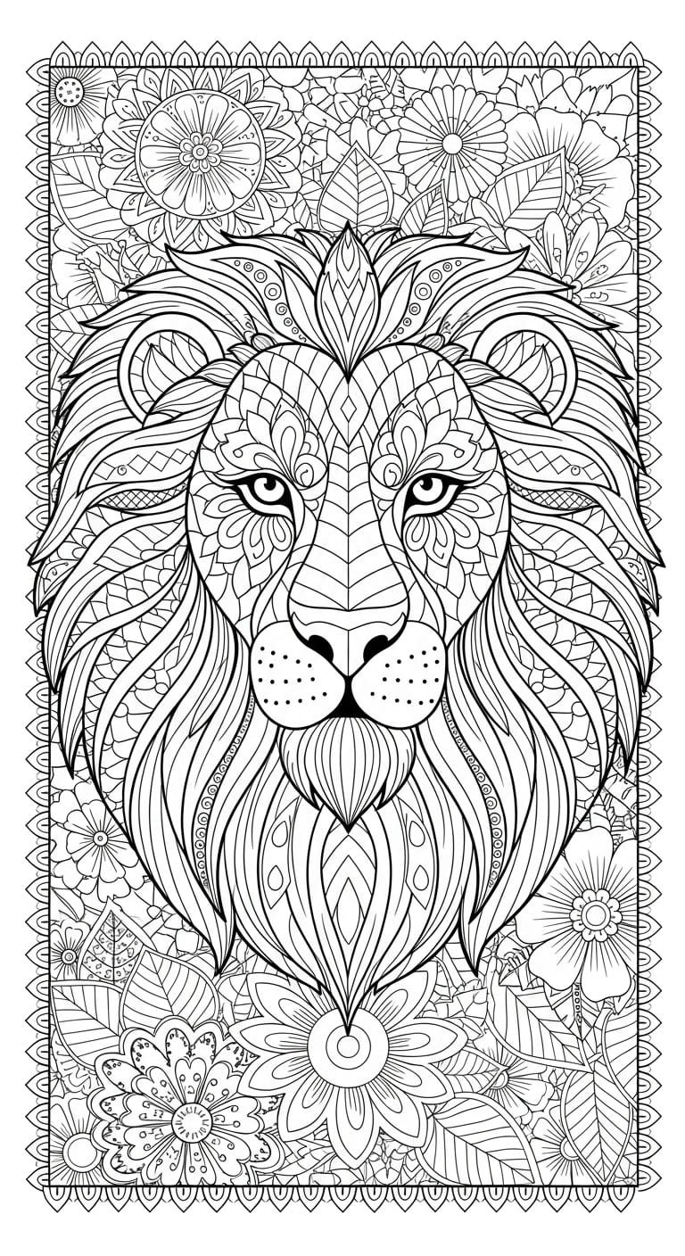 Lion King of the Jungle Coloring Page